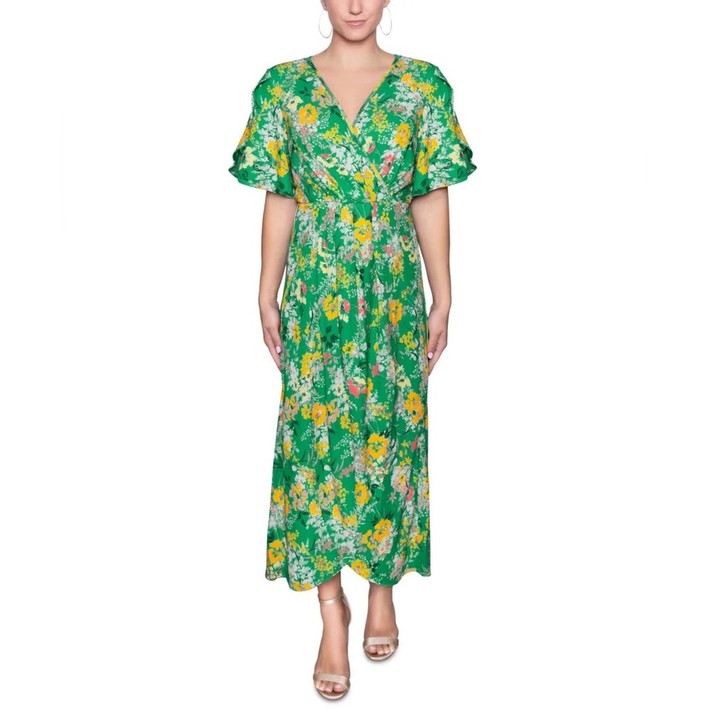 Rachel Roy Vibrant Green Floral Midi Dress
